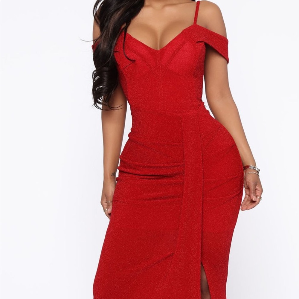 Metallic red dress